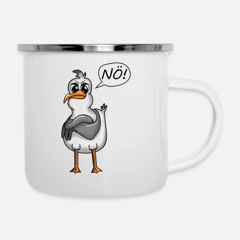 SPAß SPASS PLATTDEUTSCHER SPRUCH MÖWE - Emaille-Tasse - Weiß