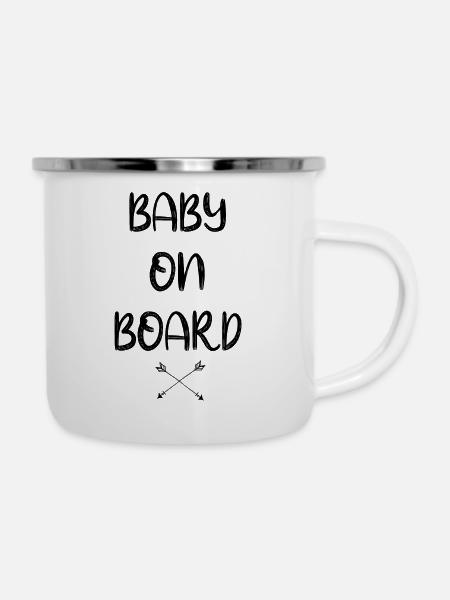 Baby On Board Pfeile - Emaille-Tasse - Weiß