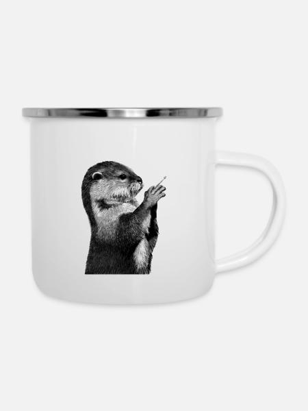 Otter - Emaille-Tasse - Weiß