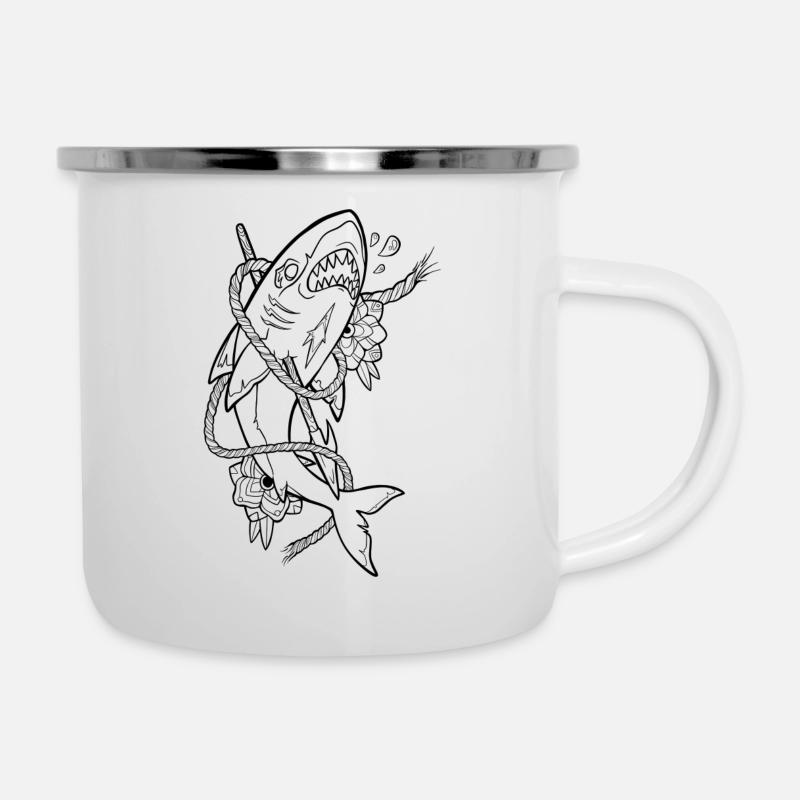 Old School Shark Black - Tasse émaillée - blanc