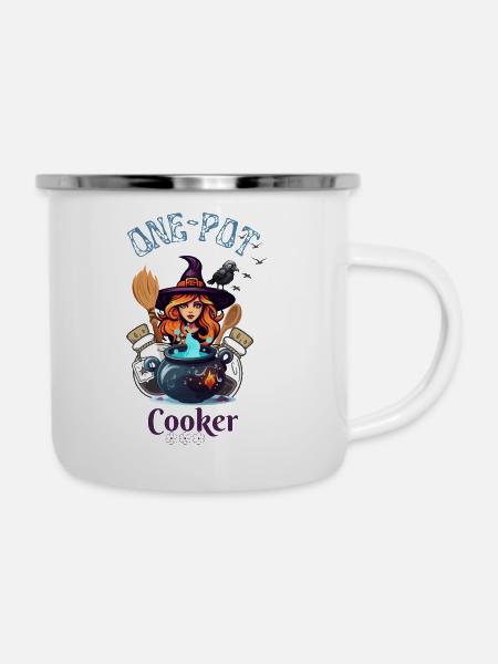 one-pot cooker witch - Emaille-Tasse - Weiß