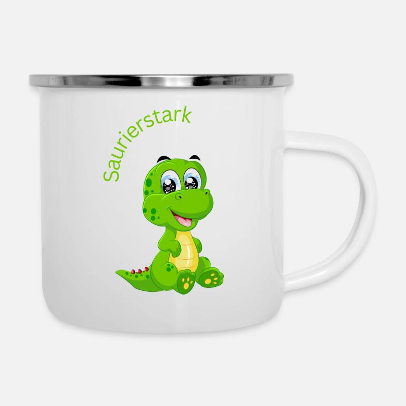 Dino - Emaille-Tasse - Weiß