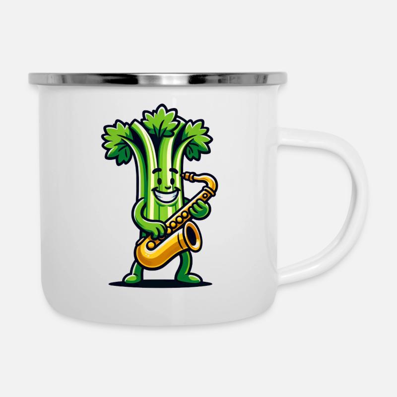 Le céleri Saxy apporte le jazz croquant - Tasse émaillée - blanc