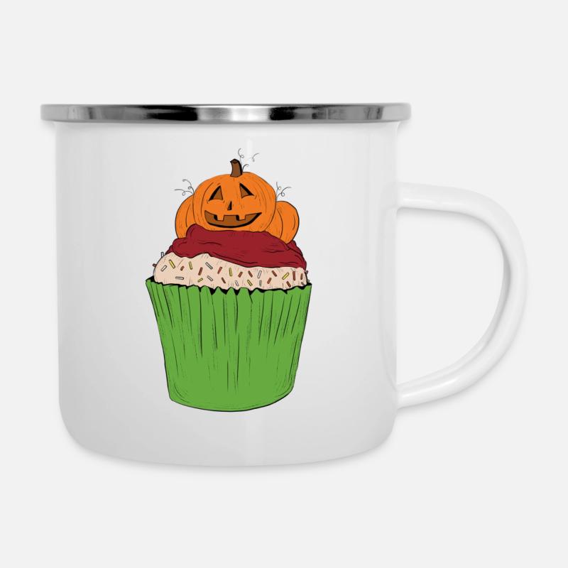 cupcake_citrouille - Tasse émaillée - blanc