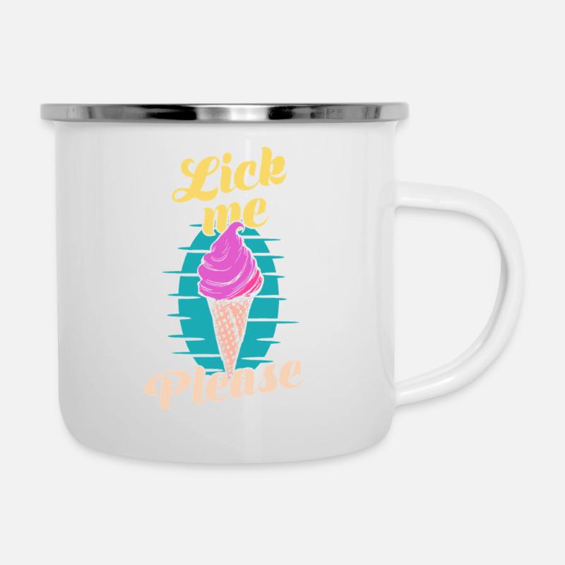 Slik mig venligst Eis Cream Sjov retro kunst - Emaljekrus - hvid