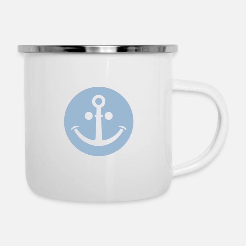 Ancre joyeuse (bleu clair) - Tasse émaillée - blanc