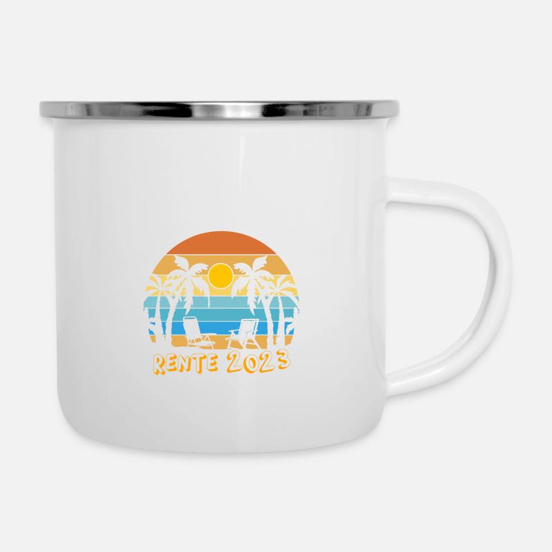 Rente 2023 | Geschenkidee Rentner 2023 - Emaille-Tasse - Weiß