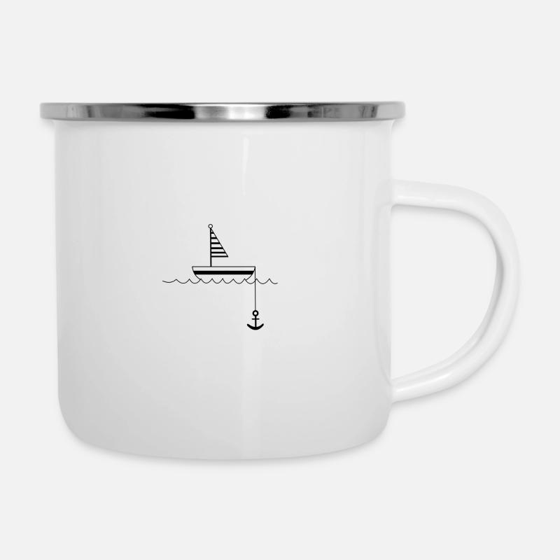 Schiff Boot - Emaille-Tasse - Weiß