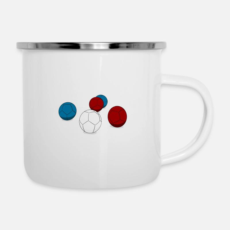 Boccia - Boule - Emaille-Tasse - Weiß