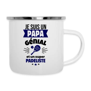 Papa génial & padéliste – idée fête des pères - Tasse émaillée - blanc - Droite