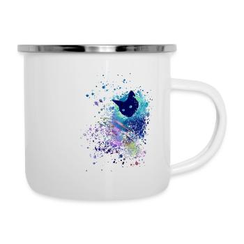 siamkatze, bunt, katze,graffiti, Malerei ,aquarell - Emaille-Tasse - Weiß - Rechts