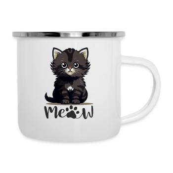 Babykatze - Emaille-Tasse - Weiß - Rechts
