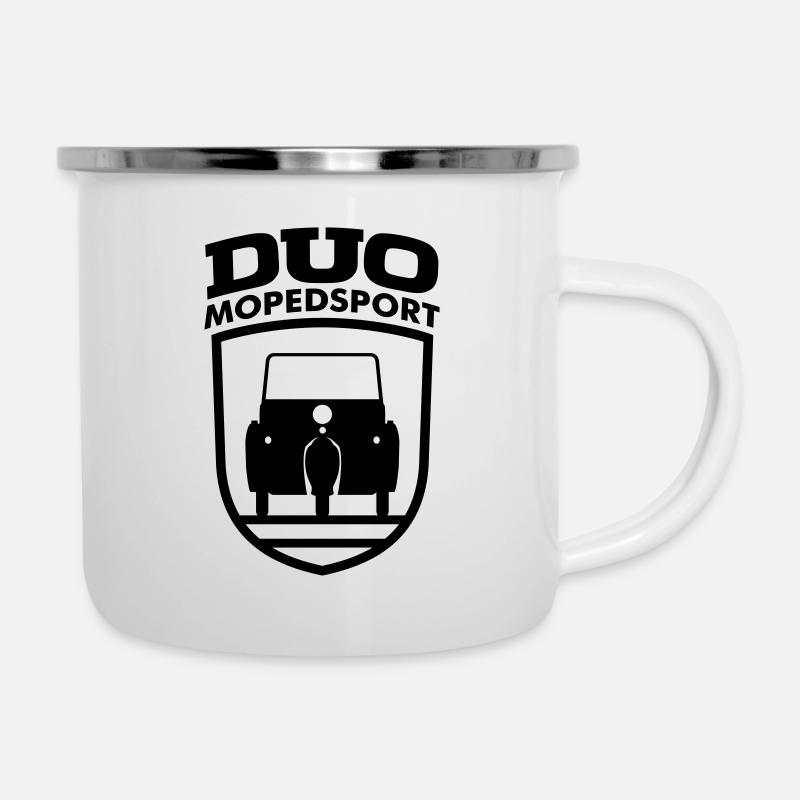 Krause Duo Mopedsport Emblem - Emaille-Tasse - Weiß