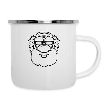 opa alt grossvater papa hornbrille bart nerd geek - Emaille-Tasse - Weiß - Rechts