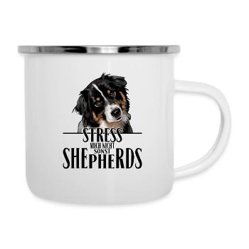 AUSTRALIAN SHEPHERD Spruch Wilsigns Aussie - Emaille-Tasse - Weiß - Rechts