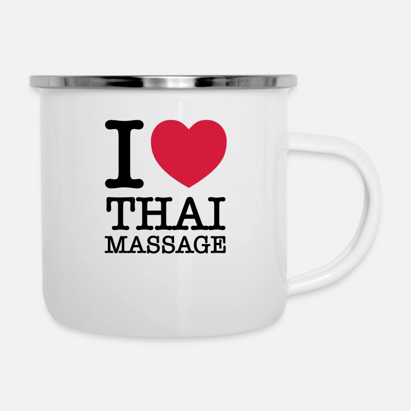 I (Heart) Thai Massage - Emaille-Tasse - Weiß