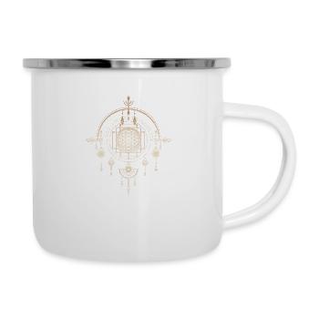 Traumfänger, Blume des Lebens, Talisman, Schamane - Emaille-Tasse - Weiß - Rechts