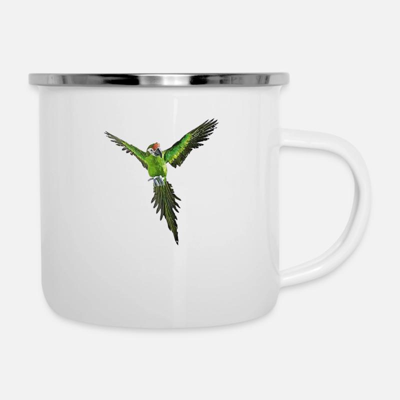 papagei grün ara vogel - Emaille-Tasse - Weiß