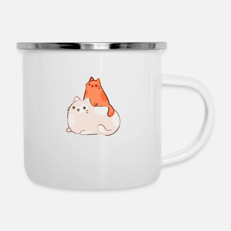 Katze - Emaille-Tasse - Weiß