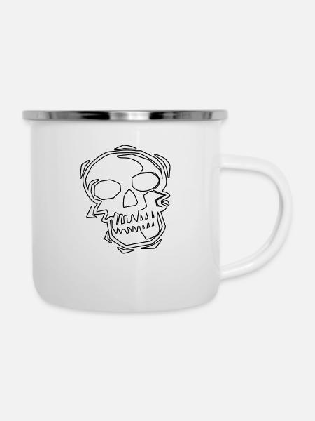 Skull - Emaille-Tasse - Weiß