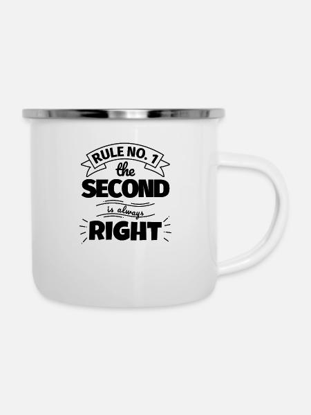SECOND lustiges Geschenk - Emaille-Tasse - Weiß