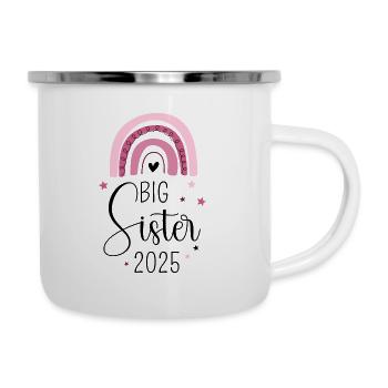 Ich werde große Schwester 2025 Regenbogen Süß - Emaille-Tasse - Weiß - Rechts