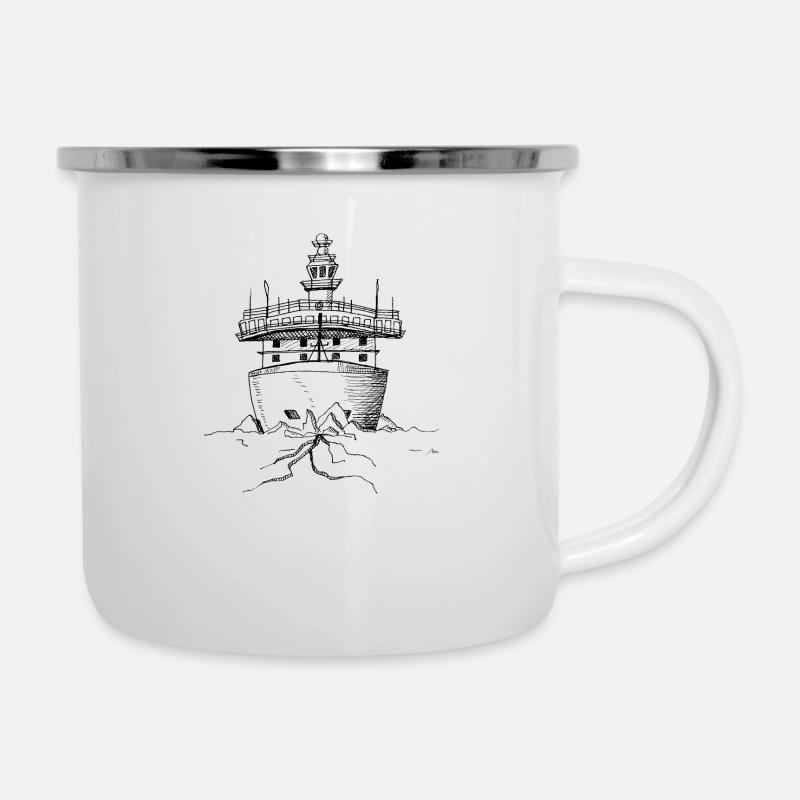 Schiff Eisbrecher frontal - Emaille-Tasse - Weiß