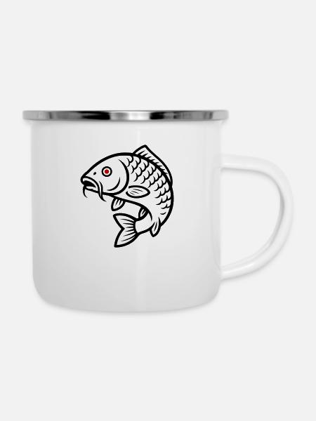 Karpfen Fisch - Emaille-Tasse - Weiß