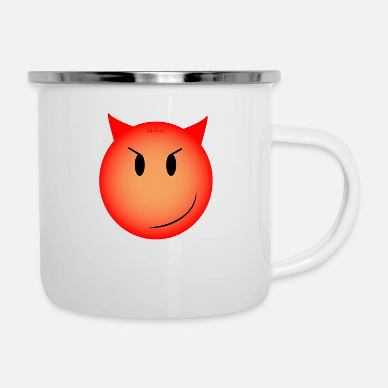 böser smiley - Emaille-Tasse - Weiß