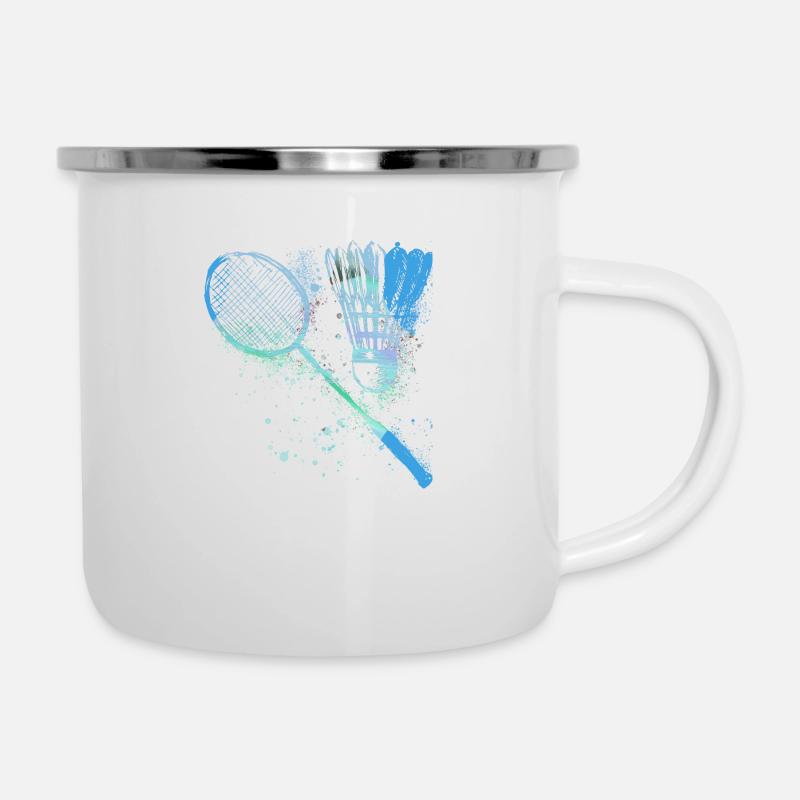 badminton, badminton, aquarelle, graffiti, - Tasse émaillée - blanc