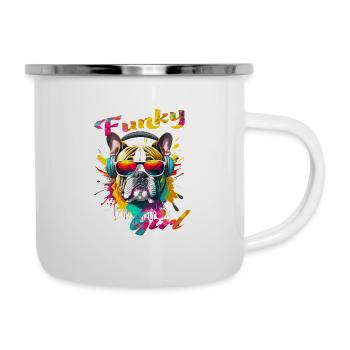 Funky Girl Bouledogue - Tasse émaillée - blanc - Droite