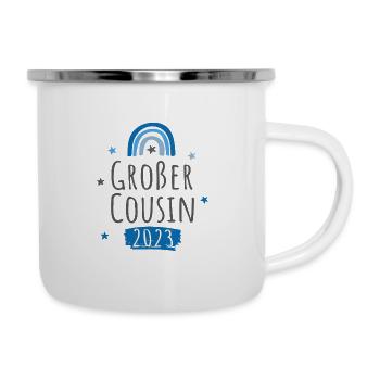 Großer Cousin 2023 Regenbogen - Emaille-Tasse - Weiß - Rechts