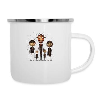Kreative und mystische Mode - Voodoo Puppenfamilie - Emaille-Tasse - Weiß - Rechts