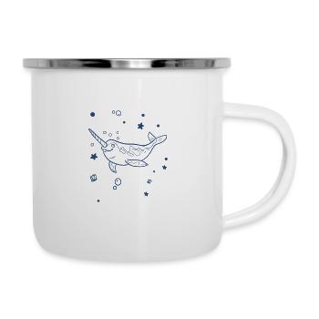 Wal - whale - Emaille-Tasse - Weiß - Rechts