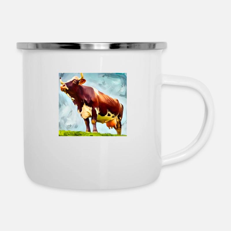 Sehen Sie sich eine Kuh an - Emaille-Tasse - Weiß