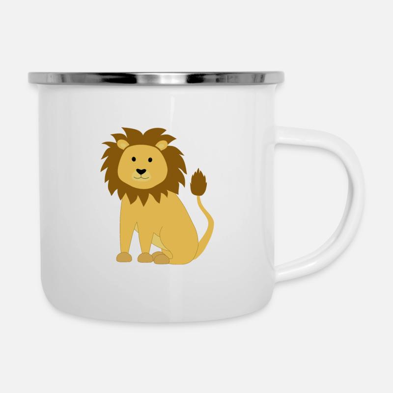 Löwe - Emaille-Tasse - Weiß
