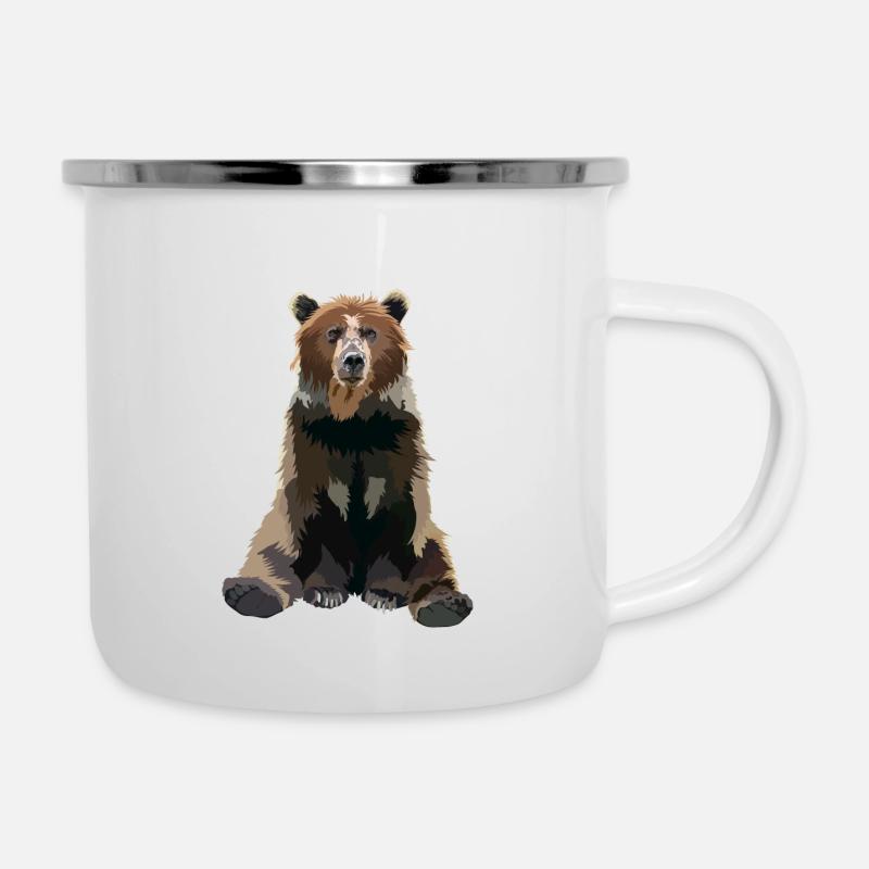 Braunbär - Emaille-Tasse - Weiß