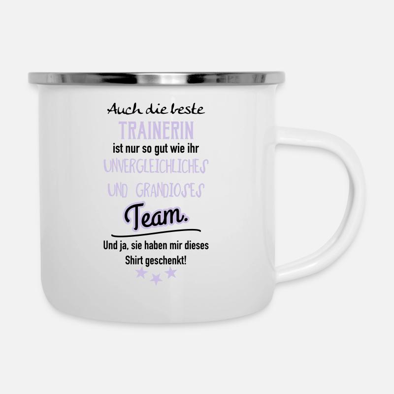 Beste Trainerin Shirt - Emaille-Tasse - Weiß