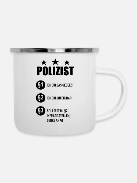 Polizist - Emaille-Tasse - Weiß