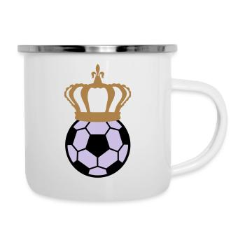 Fußball Kaiser - Fussball 3farbig - Emaille-Tasse - Weiß - Rechts