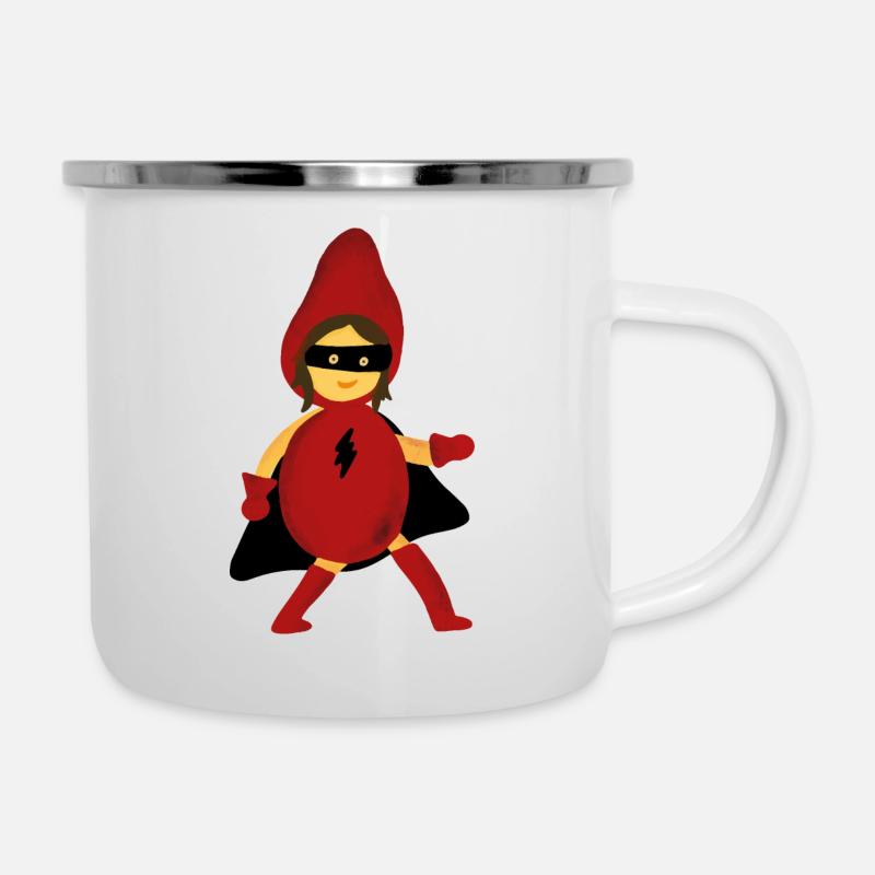 Super héroïne rouge - Tasse émaillée - blanc