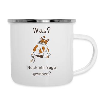 Yoga Katzen T-Shirt - Emaille-Tasse - Weiß - Rechts