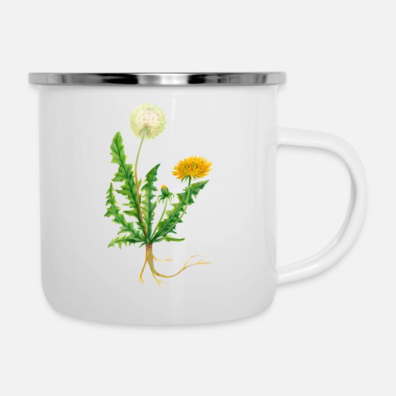 Löwenzahn - Emaille-Tasse - Weiß