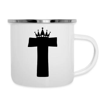 lettre T couronne - Tasse émaillée - blanc - Droite