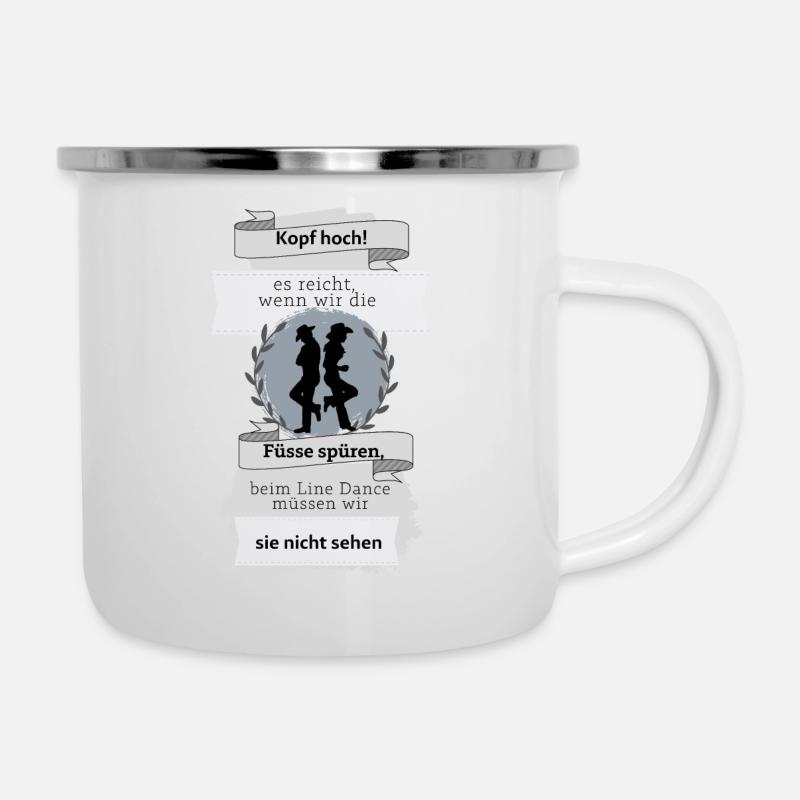 kopf hoch-Line Dance - Emaille-Tasse - Weiß