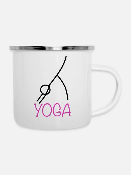 Yoga Stellung - Emaille-Tasse - Weiß