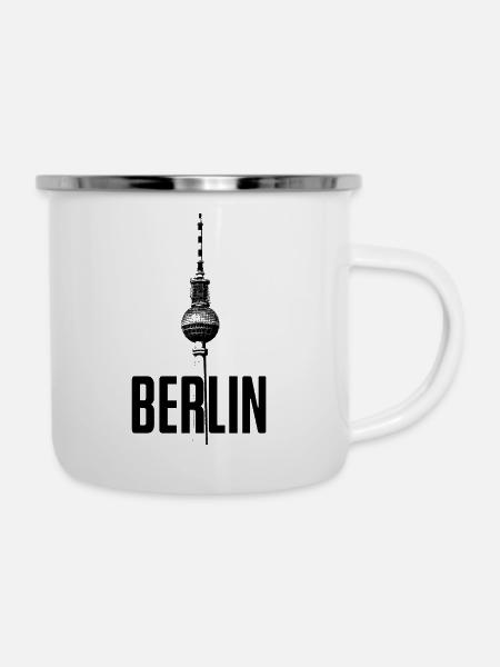 Fernsehturm Berlin - Emaille-Tasse - Weiß