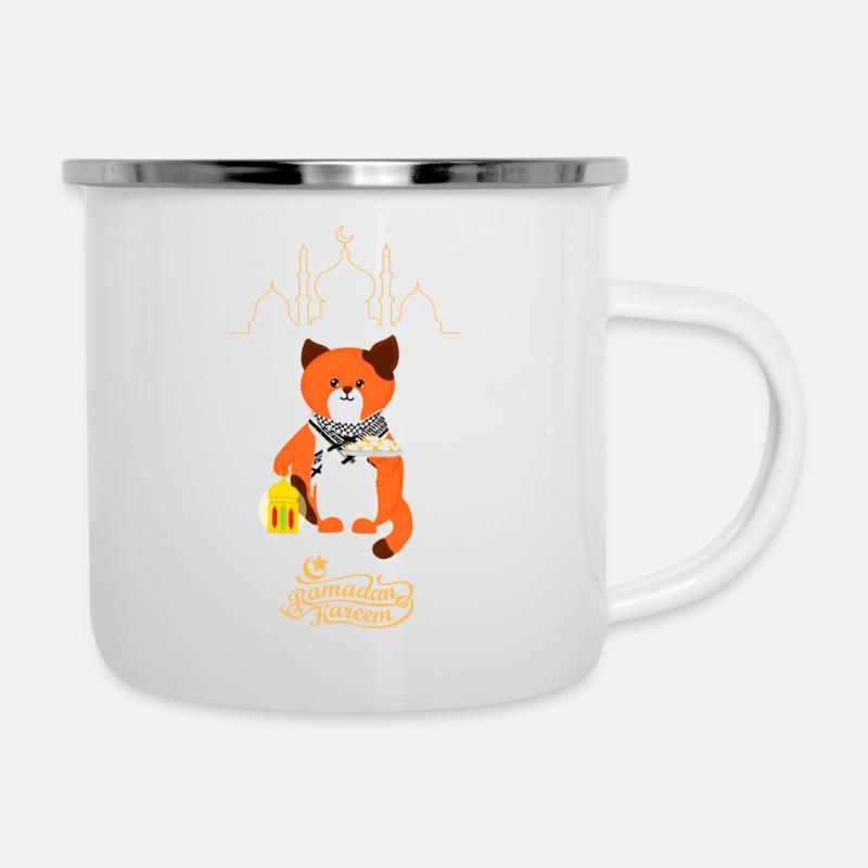 Ramadan Kareem Silhouette - Emaille-Tasse - Weiß