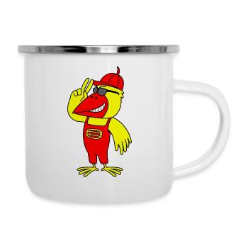 Minol Oriole oiseau (version cool) - Tasse émaillée - blanc - Droite