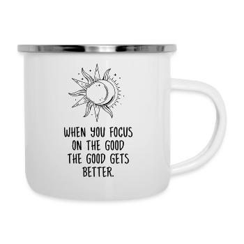 Konzentrieren Sie sich auf die gute ästhetische Sonne-Mond-Illustration - Emaille-Tasse - Weiß - Rechts